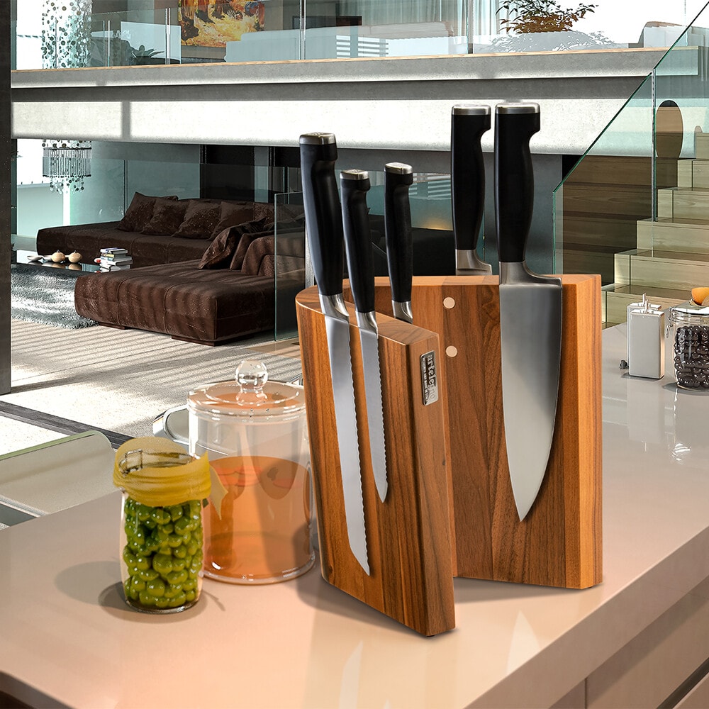 Portacoltelli magnetico da cucina design scacchiera in legno di frassino e  noce massello - WoodAge
