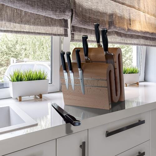 Magnetic knife block “Chicane” beech wood