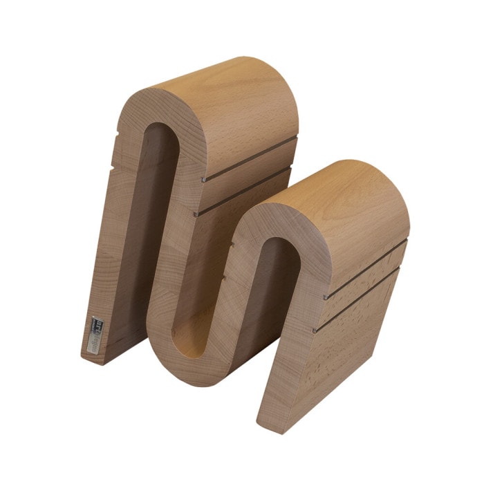 Magnetic knife block “Chicane”small beech wood