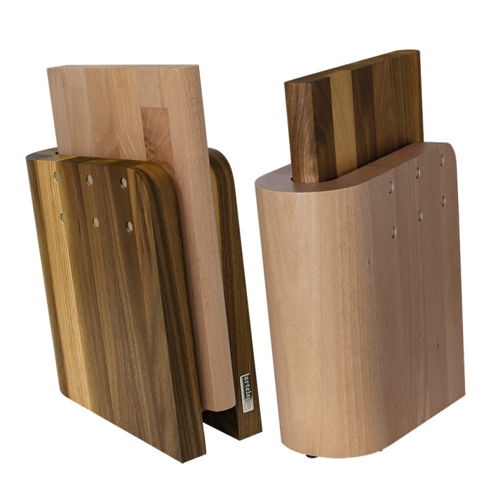 Magnetic knife block walnut wood with beech wood cutting board