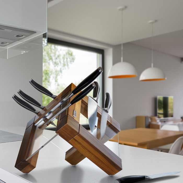 Magnetic knife block - wood and plexiglass