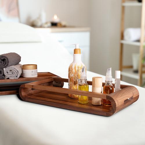 Vassoio doppia fascia noce cm. 21 x 43