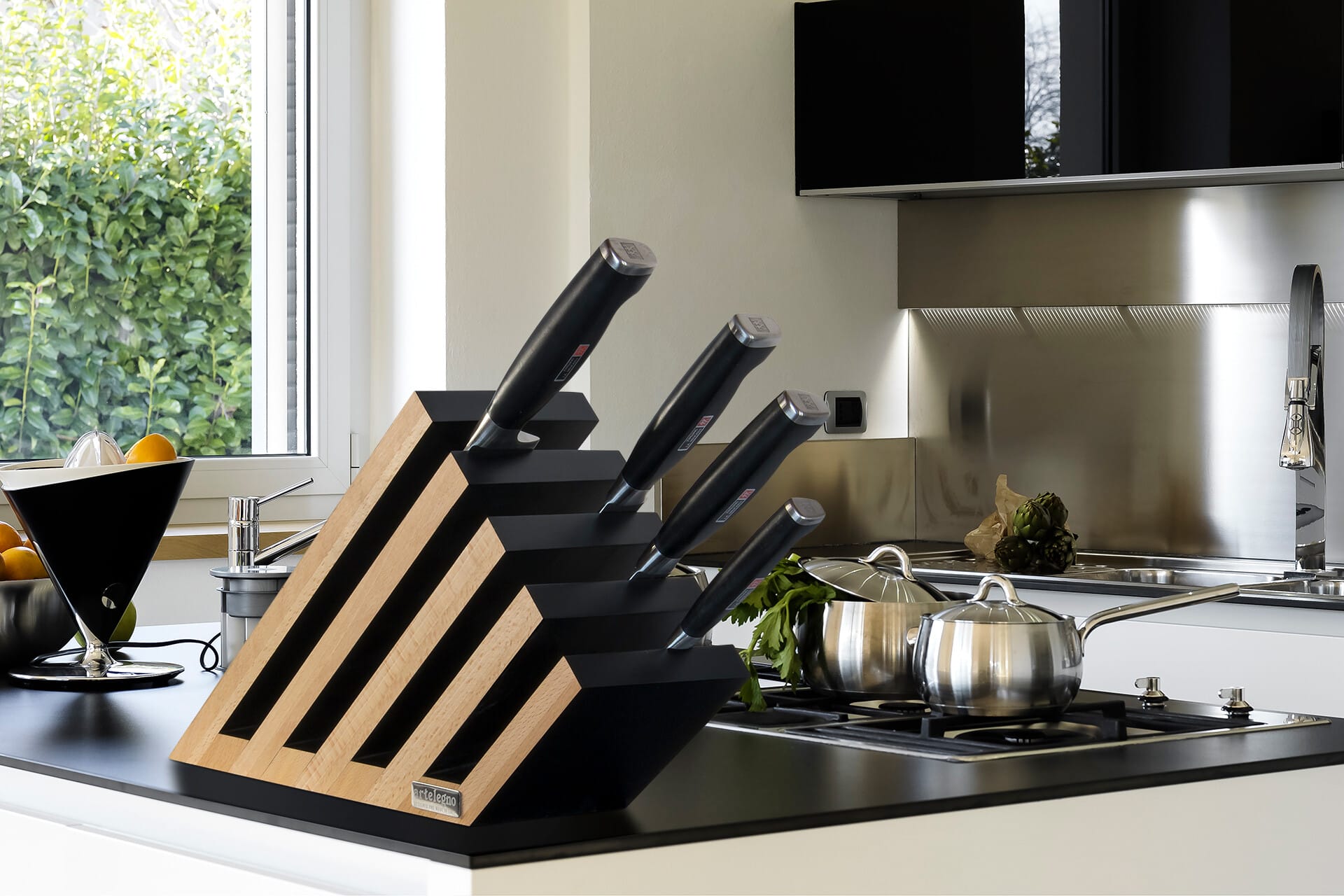 Small Eco-friendly Way to Store Utensils-Natural Finish Luxurious Italian Collection by Master Craftsmen Artelegno Solid Beech Wood Cooking Tools Holder 