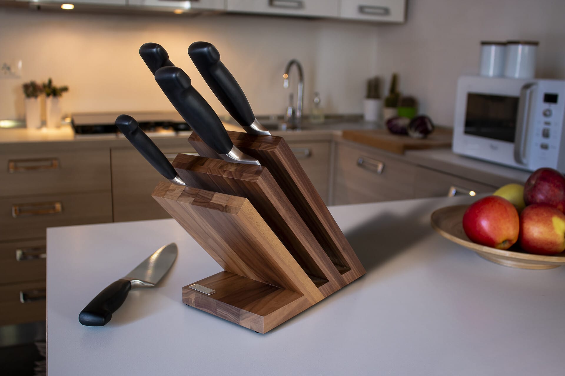 Ceppo portacoltelli magnetico noce a 3