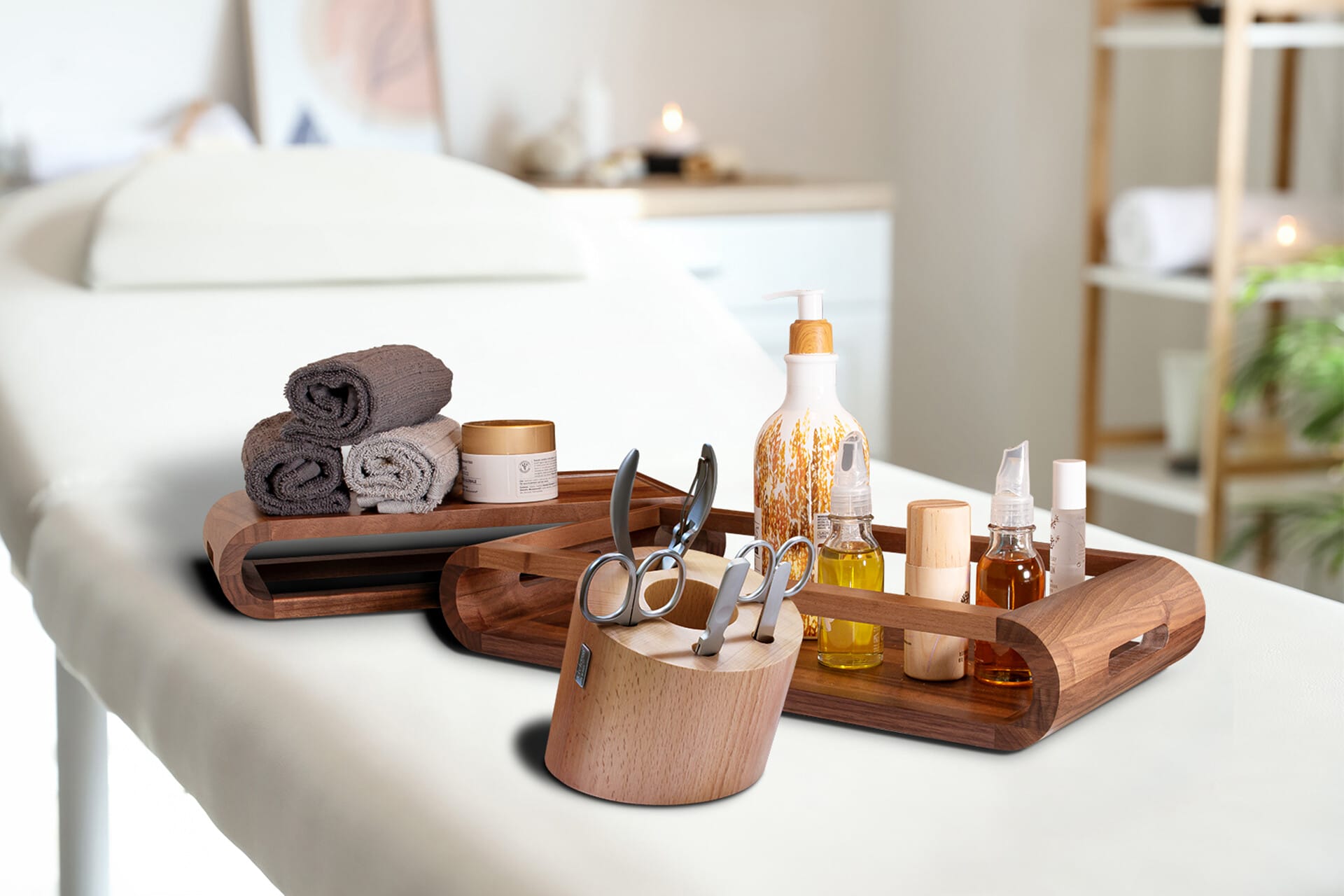 plates, underplates and trays made of solid beech wood and walnut