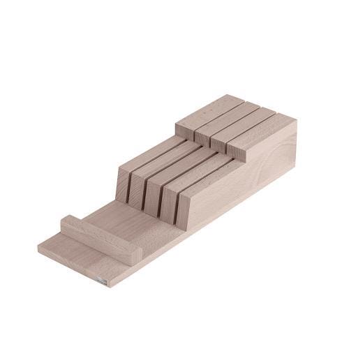 Ceppo portacoltelli da cassetto in faggio finitura sbiancata