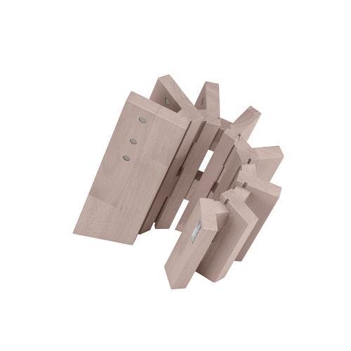 Ceppo portacoltelli magnetico in lamellare di faggio finitura sbiancata testa a gradini