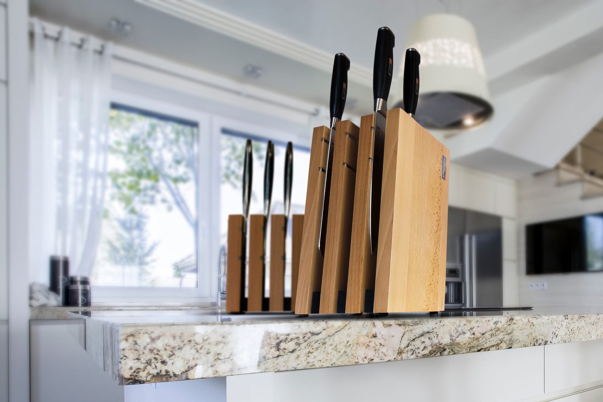 Ceppo portacoltelli design pettine faggio naturale