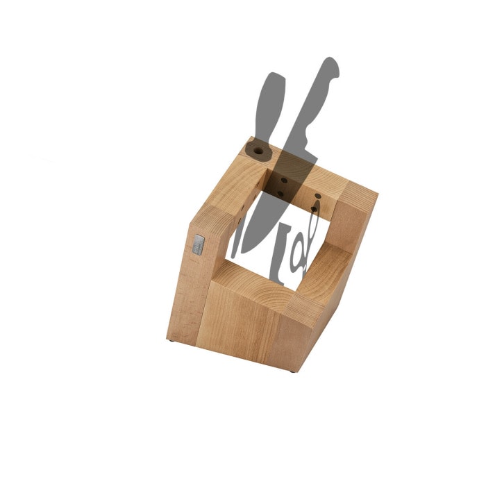 Ceppo portacoltelli magnetico “Square” in faggio verniciato naturale forbici
